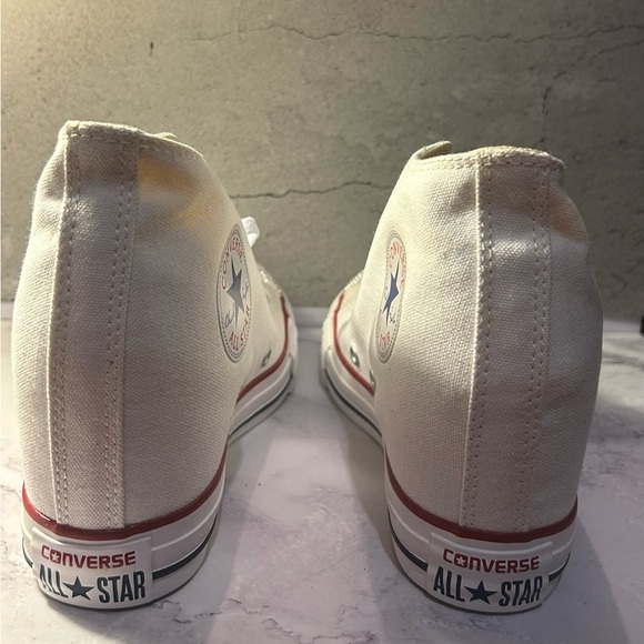 Converse Women's White High-Top Sneakers w/custom pearl embellishment. - Picture 4 of 6